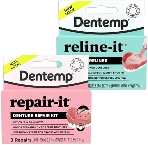Dentemp Repair-it Denture Repair Kit & Reline-it Denture Reliner - Denture Kit (Multi-Pack) - Refit and Tighten Dentures for Both Upper & Lower