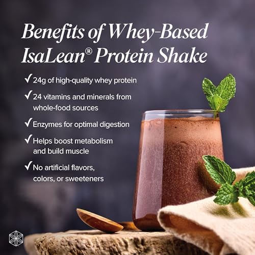 IsaLean Protein Shake - Complete Nutrition for Maintaining Healthy Weight & Lean Muscle Growth Enhanced with MCT Oil - 24 Vitamins & Minerals - 28.1 oz - 14 Meal Canister - Creamy Chocolate