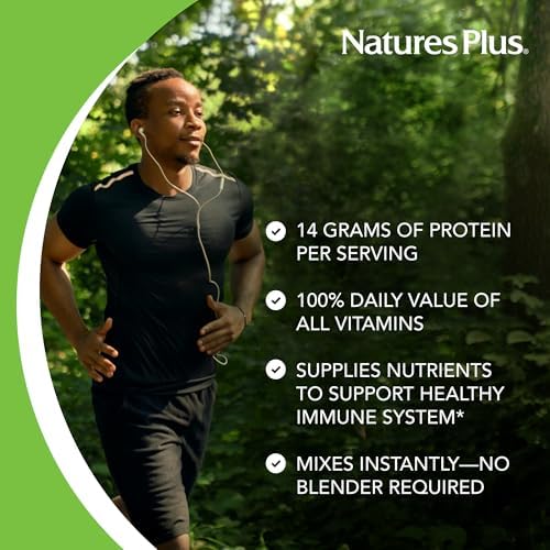 NaturesPlus SPIRU-TEIN, Vanilla - 1.06 lbs - Spirulina Protein Powder - Vitamins & Minerals for Energy - Vegetarian, Gluten Free - 16 Servings