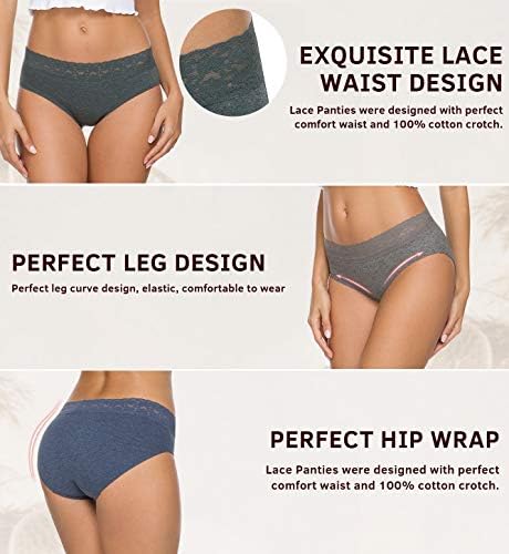 Hipster Panties for Women Underwear Lace Bikini Hip-huggers Panties 5 Pack