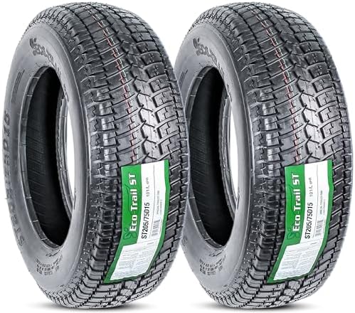 eCustomrim 2-Pack ST205/75D15 15 Inch DEEP TREAD Trailer Tire Load Range C | 6-Ply 1820 Lbs 205/75D15 205 75 15 Heavy Duty Equipment Utility Trailer