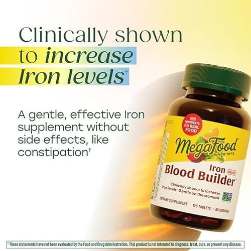 MegaFood Blood Builder Iron Supplement, Energy Support, 72 Mini Tablets