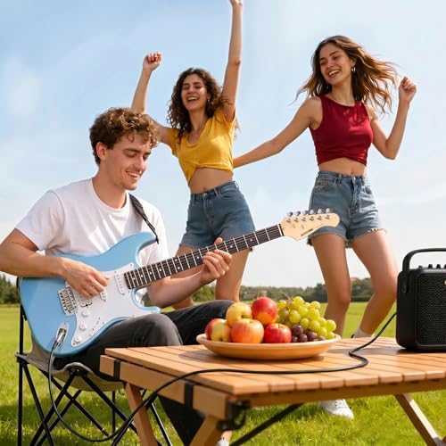 AODSK Electric Guitar with Amp Beginner Kit 39 Inch Solid Body Full Size, All Accessories, Digital Tuner, Six Strings, Four Picks, Tremolo Bar, Strap