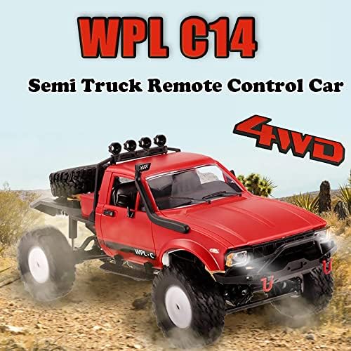 RC Crawler Offroad RC Truck WPL C14 RC Rock Crawler 1/16 Scale 4x4 Waterproof Remote Control Trucks with LED Lights