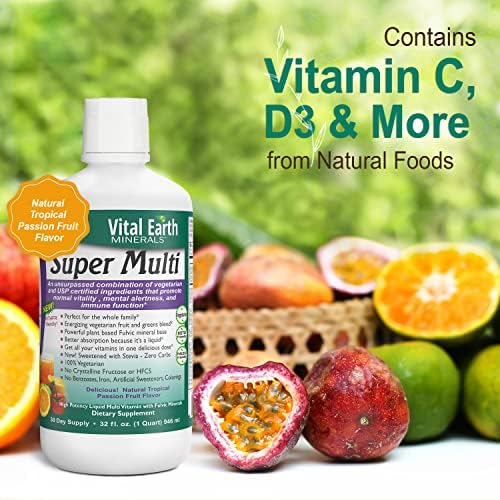 Vital Earth Minerals Super Multi – Liquid Multivitamins for Women, Men & Kids, Liquid Vitamins with Fulvic Acid for Better Absorption, MTHFR Support