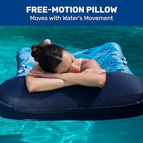 Aqua Comfort Pool Float Lounge – Inflatable Pool Floats for Adults with Headrest and Footrest – Bubble Waves