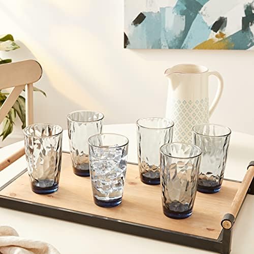 Bormioli Rocco Diamond Cooler Glasses, Ocean Blue, 16 oz, Set of 6