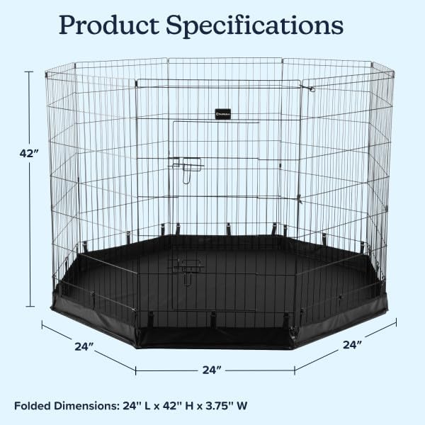 Puppy Playpen - Foldable Metal Exercise Enclosure with Eight 24-Inch Panels - Indoor/Outdoor Fence for Dogs, Cats, or Small Animals by PETMAKER