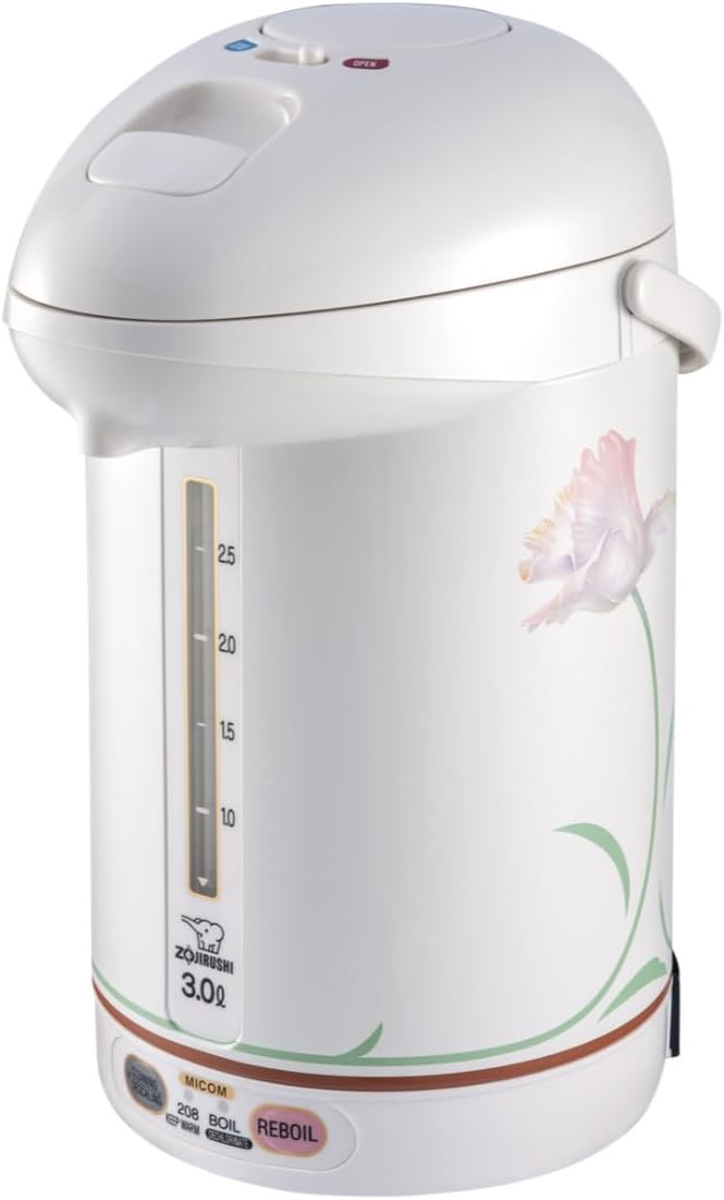Zojirushi CW-PZC30FC Micom Super Boiler (3.0 Liters, White Ballerina) | Push-button dispensing, dechlorinate mode, safety lock, magnetic cord