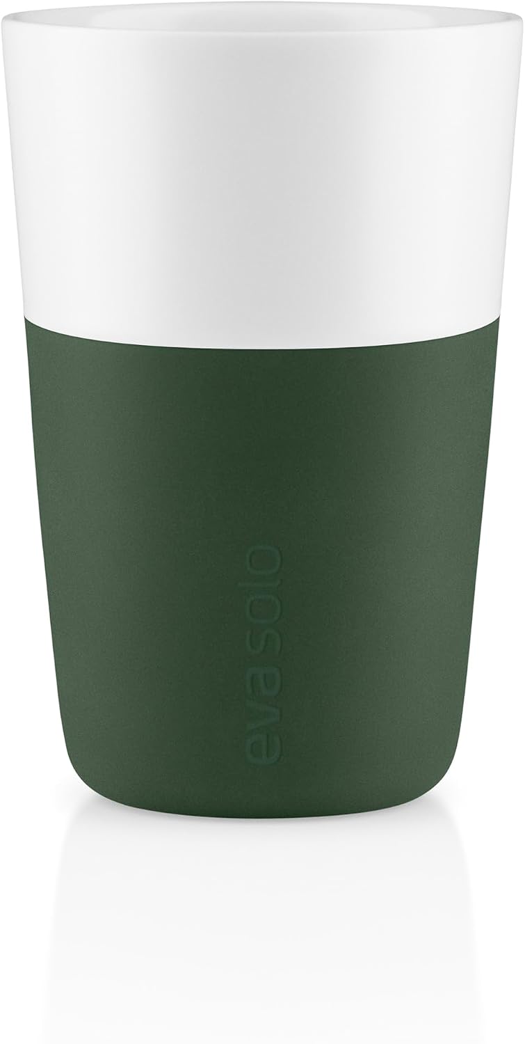 Eva Solo | 2 Lungo Tumbler Mugs | 8 oz Porcelain Coffee Cup Tumblers with Silicone-coated Grip | Danish Design, Functionality & Quality | Black