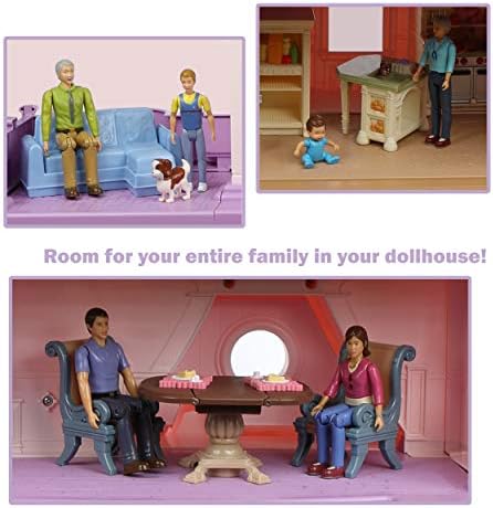 Beverly Hills Doll Collection Sweet Lil Family Friends Figures - New Addition Set of 9 Dollhouse People - Grandma, Grandpa, Mom, Dad, Sister, Brother