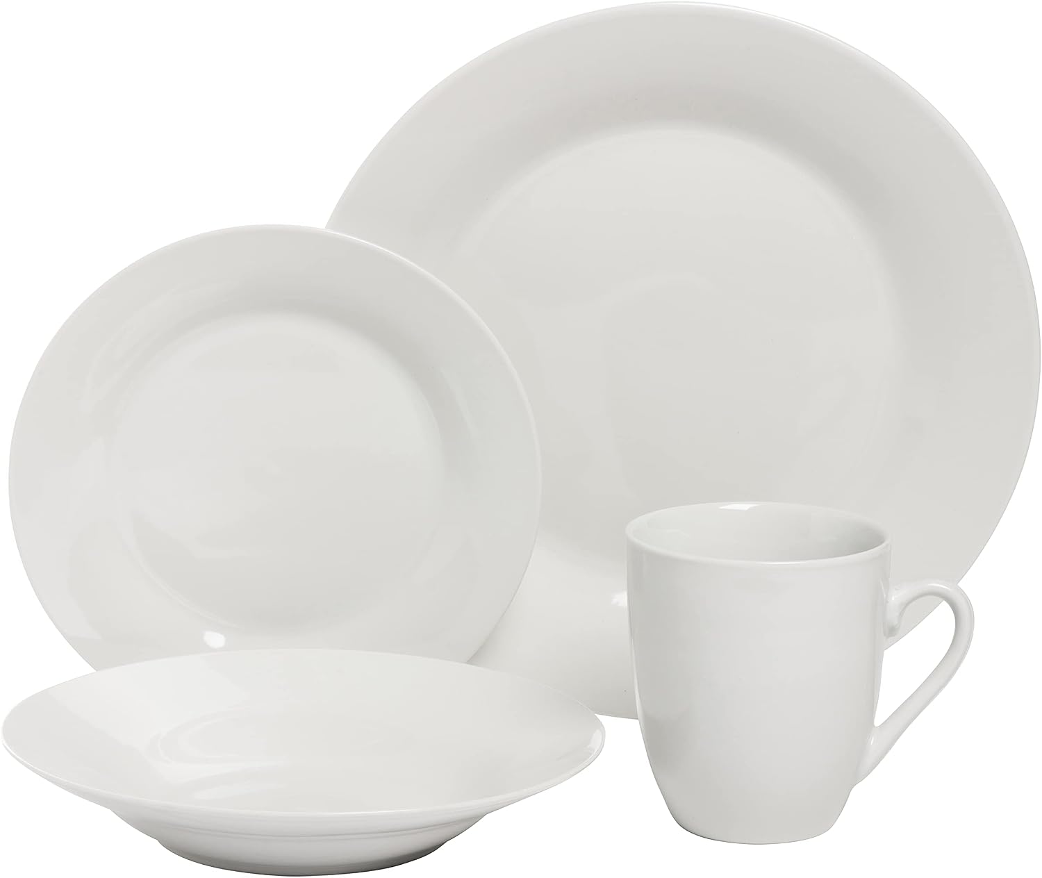 10 Strawberry Street Simply Square 16 Piece Dinnerware Set, Porcelain, White