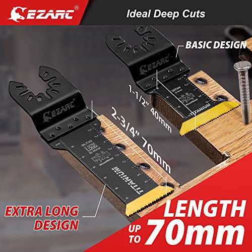 EZARC Titanium Oscillating Tool Blades, Oscillating Multitool Blades for Metal, Wood Nails, Screws Cutting, Plastic, 3 Pack