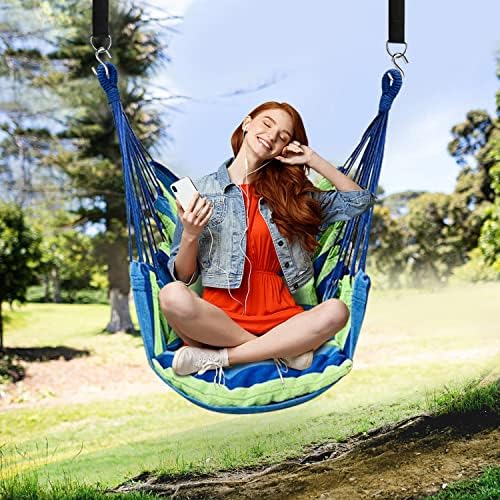 KPX Ourdoor Hanging Hammock Chair – Comfortable Tree Swing Chair Large Size 110X130cm（Without Pillows） - 330 Lbs Weight Capacity (Dark Gray)