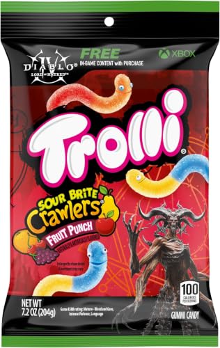 Trolli Sour Brite Crawlers Candy, Very Berry, Sweet and Sour, Gummy Worms, 7.2 oz