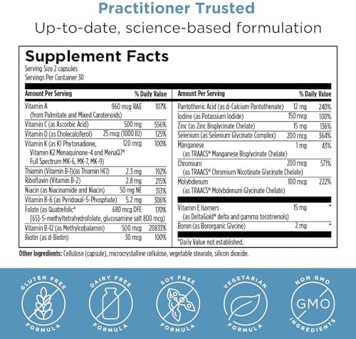 Designs for Health Methylated Multivitamin for Women & Men - Twice Daily Multimineral Supplement & Multivitamin Without Iron + Methylated B12 and Folate, Vitamin C, K, D, E + More (120 Capsules)