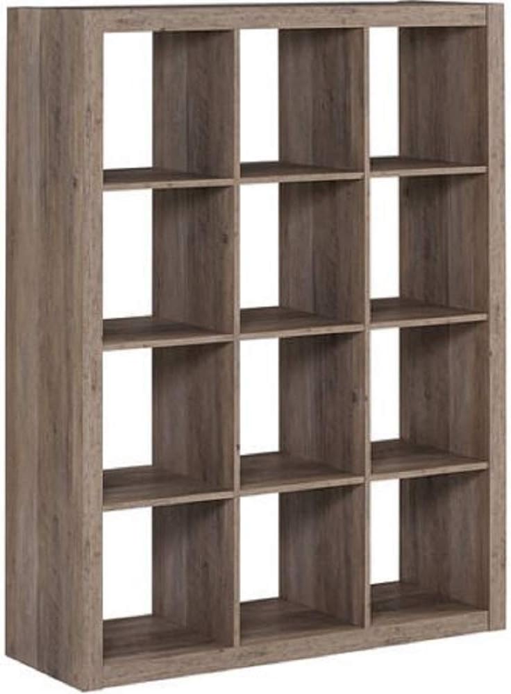 Better Homes and Gardens.. Bookshelf Square Storage Cabinet 4-Cube Organizer (Weathered) (White, 4-Cube) (Rustic Gray, 12-Cube)