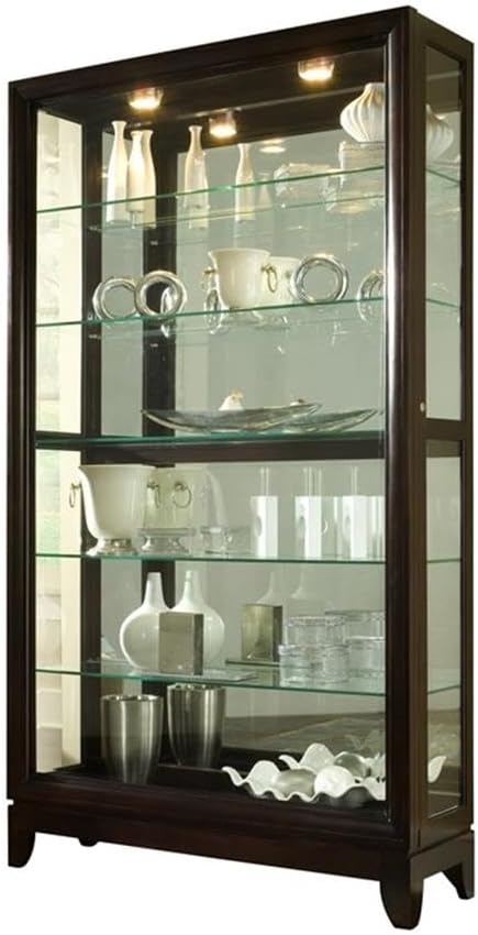Pulaski Two Way Sliding Door Curio, 46 by 15 by 83-Inch, Chocolate Cherry Finish, Dark Brown