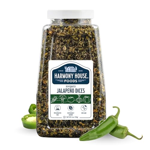 Harmony House Dried Jalapeno Peppers – Dehydrated Peppers For Cooking, Camping, Emergency Supply and More, 6 oz, Quart Jar
