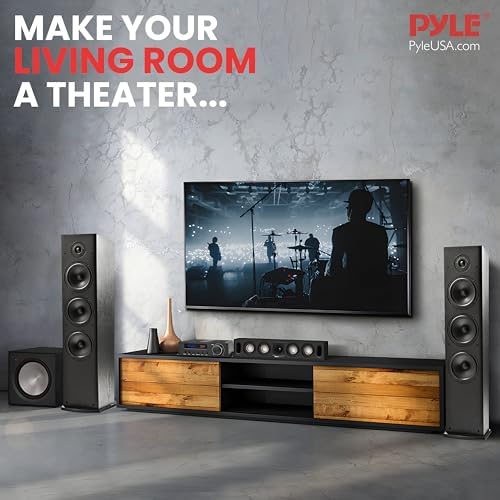 Pyle 100W 5 Channel Audio Amplifier - Wireless Bluetooth Home Theater Power Stereo Receiver with Surround Sound w/HDMI, AUX, FM Antenna