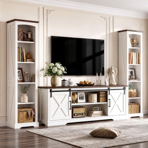 IRONCK 70" Tall Narrow 5-Tier Bookshelf, Farmhouse Bookcase White | White finish, anti-tip design, wood thick open shelf, cube storage for home office