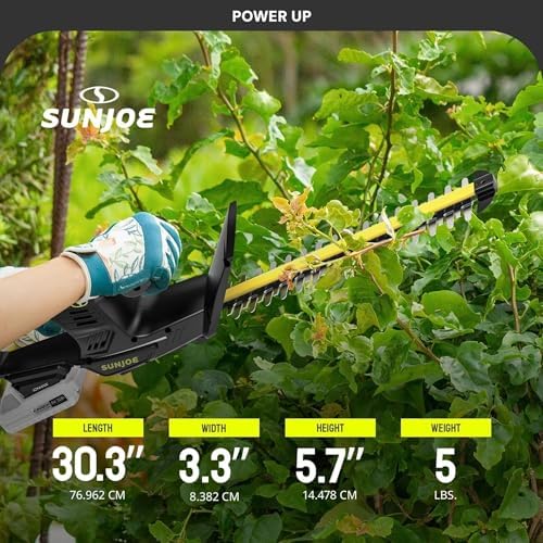 Sun Joe 24V-HT18-LTE 24V 2.0Ah 18-in Cordless Handheld Hedge Trimmer 5/8" Cutting Capacity, Blade, Kit (w/ 2.0 Ah Battery + Quick Charger)