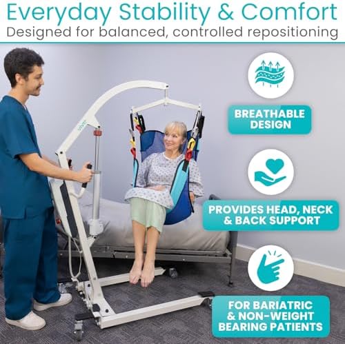 Vive Patient Lift Sling - Mesh Transfer Sling for Showering & Home Use | Full Body Hoyer Lift Pad for Elderly, Disabled