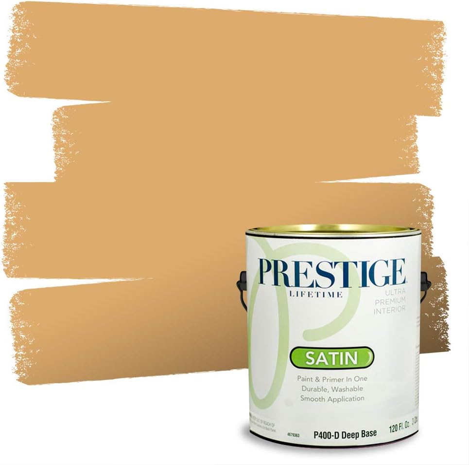 PRESTIGE Paints Exterior Paint and Primer In One, 1-Gallon, Satin, Comparable Match of Sherwin Williams* Cachet Cream*