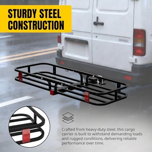 MaxxHaul 70107 53" x 19-1/2" Hitch Cargo Carrier - Trailer Mount Steel With High Side Rails For RV's, Trucks, SUV's, Vans
