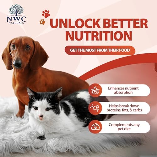 Total-Zymes Digestive Enzymes for Dogs and Cats, 8 oz. Powder | Unflavored Daily Powder, Mix 1 Scoop per Cup of Food, 16 Plant-Based Enzymes and Prebiotic Support Digestion and Absorption