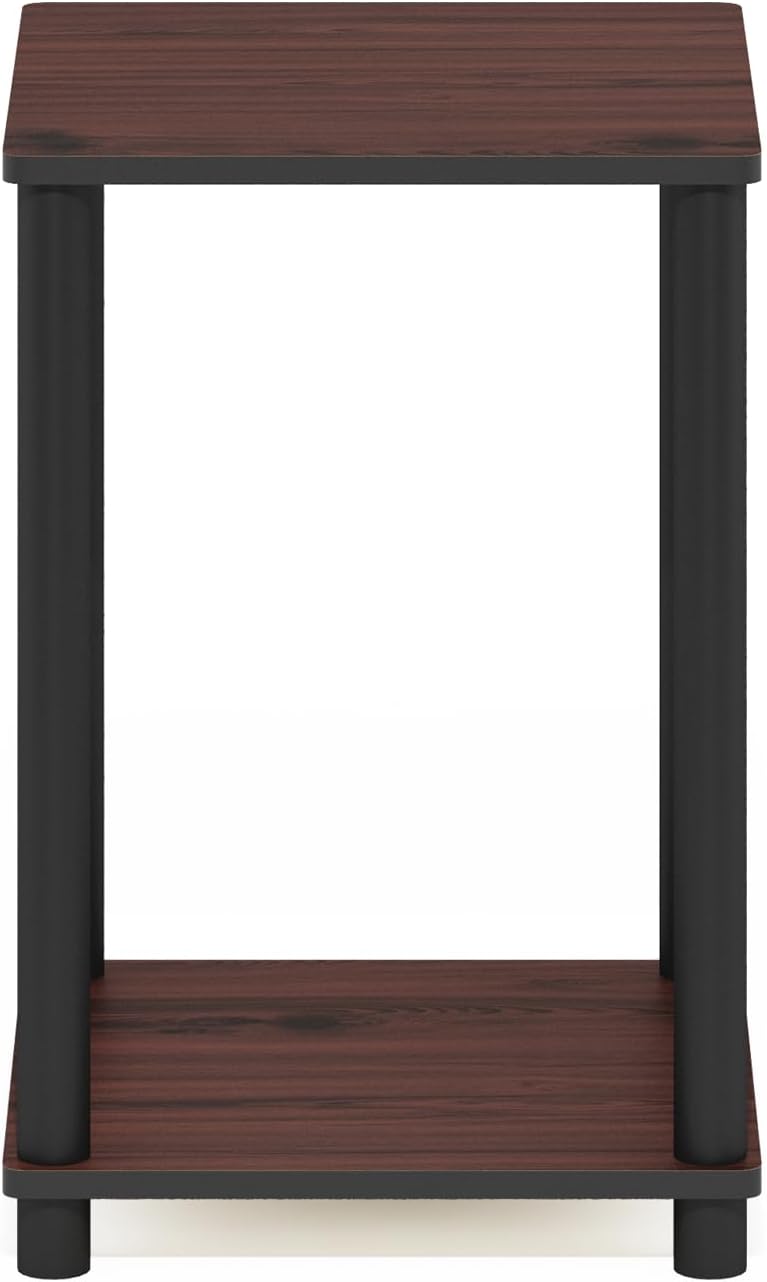 Furinno Turn-N-Tube End Table Corner Shelves, Set of 2, Dark Cherry/Black | Stackable Modern End Table with Open Shelf, Night Stand, Bedside Table, for Living Room, Bedroom
