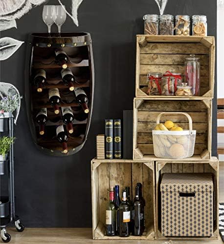 CoTa Global Alexander Wooden Barrel Wine Rack - 18 Bottles Wine Storage Rack, Wooden Rack Free Standing, Liquor Bar Shelf, Rustic Bottle Holder