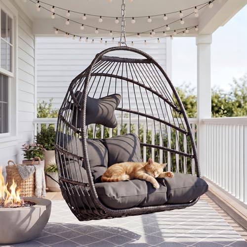 Nicesoul Foldable Space-Saving Hanging Egg Chair No Stand, 350lbs Reinforced Frame with Swing Design, Deep Seat with Thick Cushion