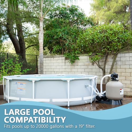 XtremepowerUS 13" Sand Filter Pump System for Above Ground Swimming Pool Self-Priming Pool Pump Multi-Port Valve, Strainer Basket 2, 400 GPH, Up to 10