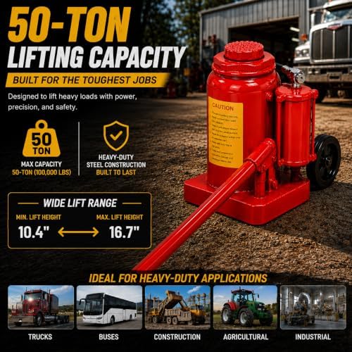 Stark USA 12-Ton (24,000 LBS) Capacity Air/Hydraulic Bottle Jack Low Profile Bottle Jack Lift Auto Repair Automobile Truck SUV Car Lift with Handle