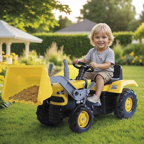 DOLU Kids Pedal Tractor and Excavator Ride-On Toy - Durable Plastic Construction, Adjustable Seat, Oversized Resin Tires for Ages 3+