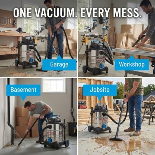 Channellock Wet/Dry Vac 8L04001S - Stainless Steel, 4.0 HP, Shopvac, Wetvac - 8 Gal