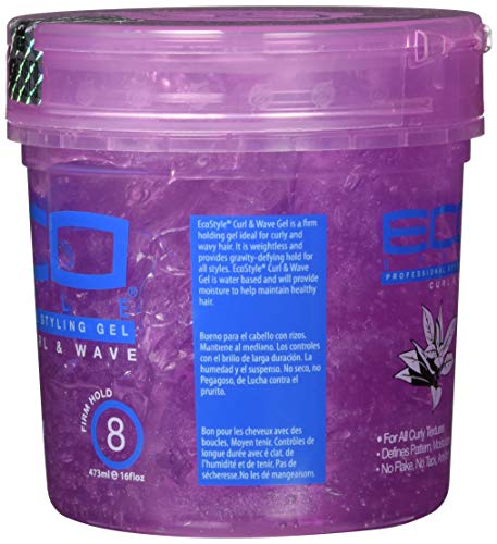 Ecoco Eco Style Hair Gel - Curl And Wave - Anti-Itch, Alcohol-Free Formula - Perfect Hold For Angled Or Tapered Sides - Ideal For Wavy Hair - No Flakes - Not Animal Tested - Moisturizes - 8 Oz