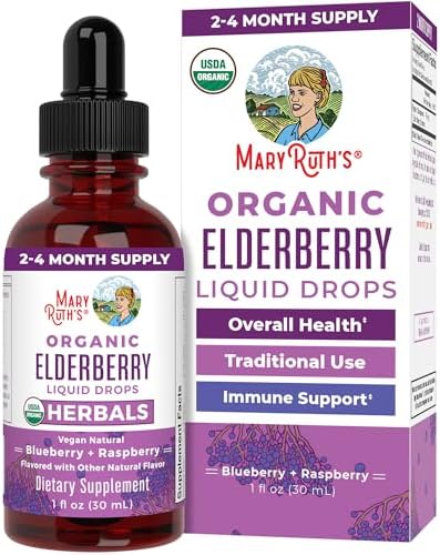 MARYRUTH'S Elderberry Liquid Drops for Adults & Kids, 1 oz, Immune Support | Immune Support, 150mg Elderberry Extract, USDA Organic, Sugar Free, Vegan