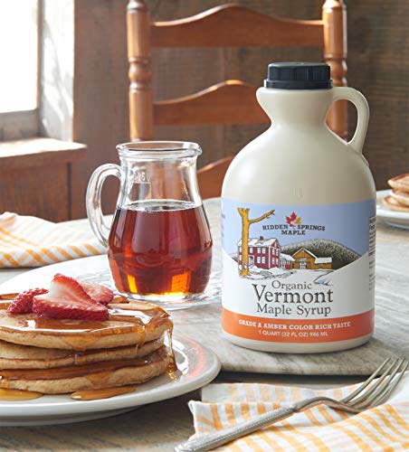 Hidden Springs Maple Organic Vermont Maple Syrup, Grade A Dark Robust (Formerly Grade B), 32 Ounce, 1 Quart, Family Farms, BPA-free Jug