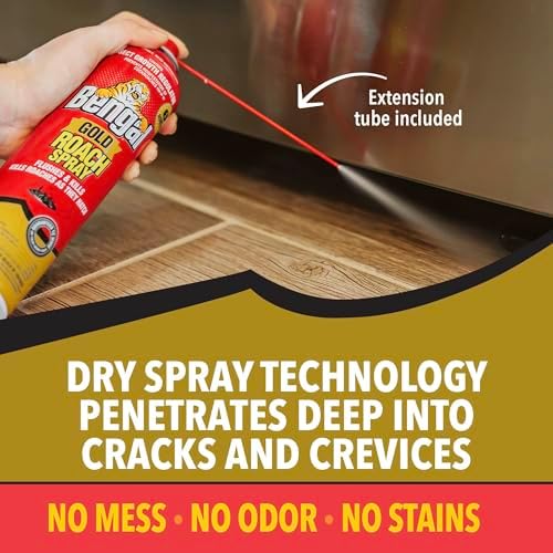 Bengal Gold Roach Spray - Prevents Reinfestation Up to 6 Months - 3 Pack | 11 oz - Odorless, Stain-Free Bug Spray for Home