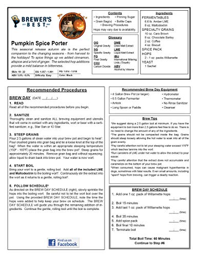 Brewers Best Pumpkin Spice Porter Beer Ingredient Kit