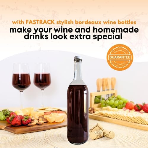 750ml Clear Glass Bottles with Lids W5 Bordeaux - 12-Pack Screw Cap Set | 12 flint flat-bottomed Glass Wine Bottles for home winemaking