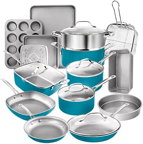 Gotham Steel 20 Piece Pots and Pans Set Nonstick Cookware Set, Pot and Pan Set, Kitchen Cookware Sets, Ceramic Cookware Set, Ceramic Pots and Pans Set