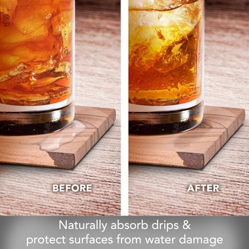 Thirstystone Sandstone Cinnabar Coasters | Protective Cork Backing, Eco-Friendly, Absorbent, Easily Wipes Clean