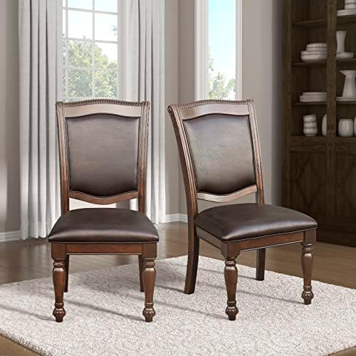 Lordsburg Dining Room Chairs Set of 2, Classic Traditional Dining Chairs For Kitchen, Solid Wood Frame, Solid Back, Armless Side, Cherry Finish