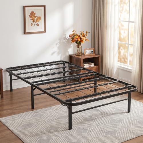 BestMassage | Twin Bed Frame | Metal | Heavy Duty Steel Slats with 6 Legs | Foldable | Sturdy, No Box Spring Needed | Easy to Assemble with Under-Bed Storage | Furniture for Home, Dorms