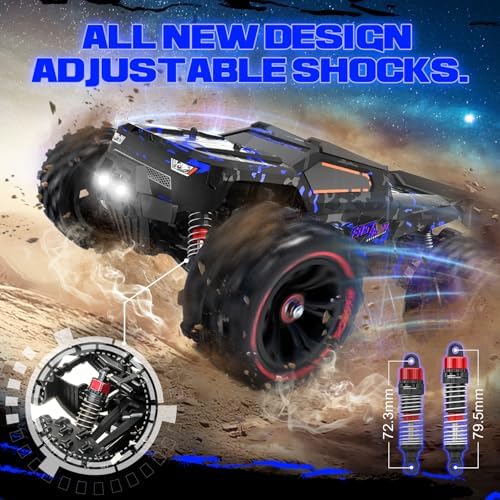 1:14 Scale RC Cars for Adults, 60KPH High Speed RC Truggy, 4X4 Off-Road Remote Control Truck, Waterproof Electric Car with 2S Battery