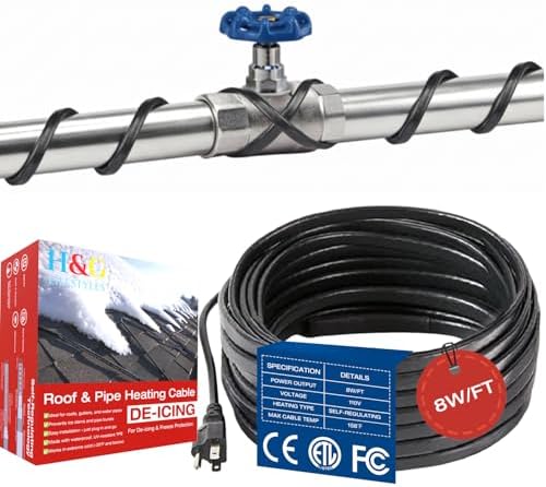 H&G Lifestyles 8W/FT Roof Heat Cable for Roof and Gutters, 140FT
