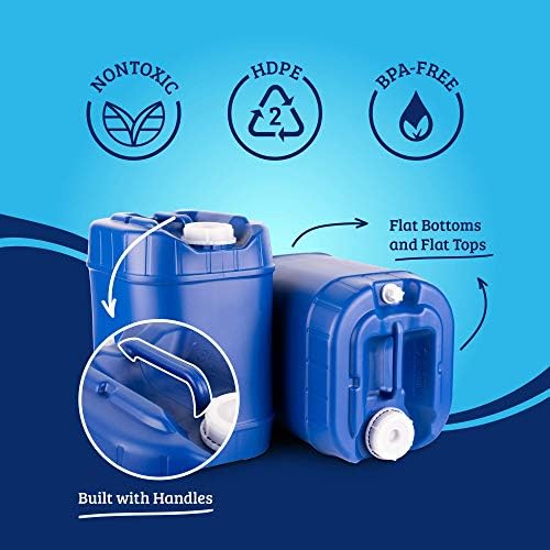 5-Gallon Stackable Water Storage Containers, Emergency Water Storage for Camping and Disaster Preparedness, 40 Gallons